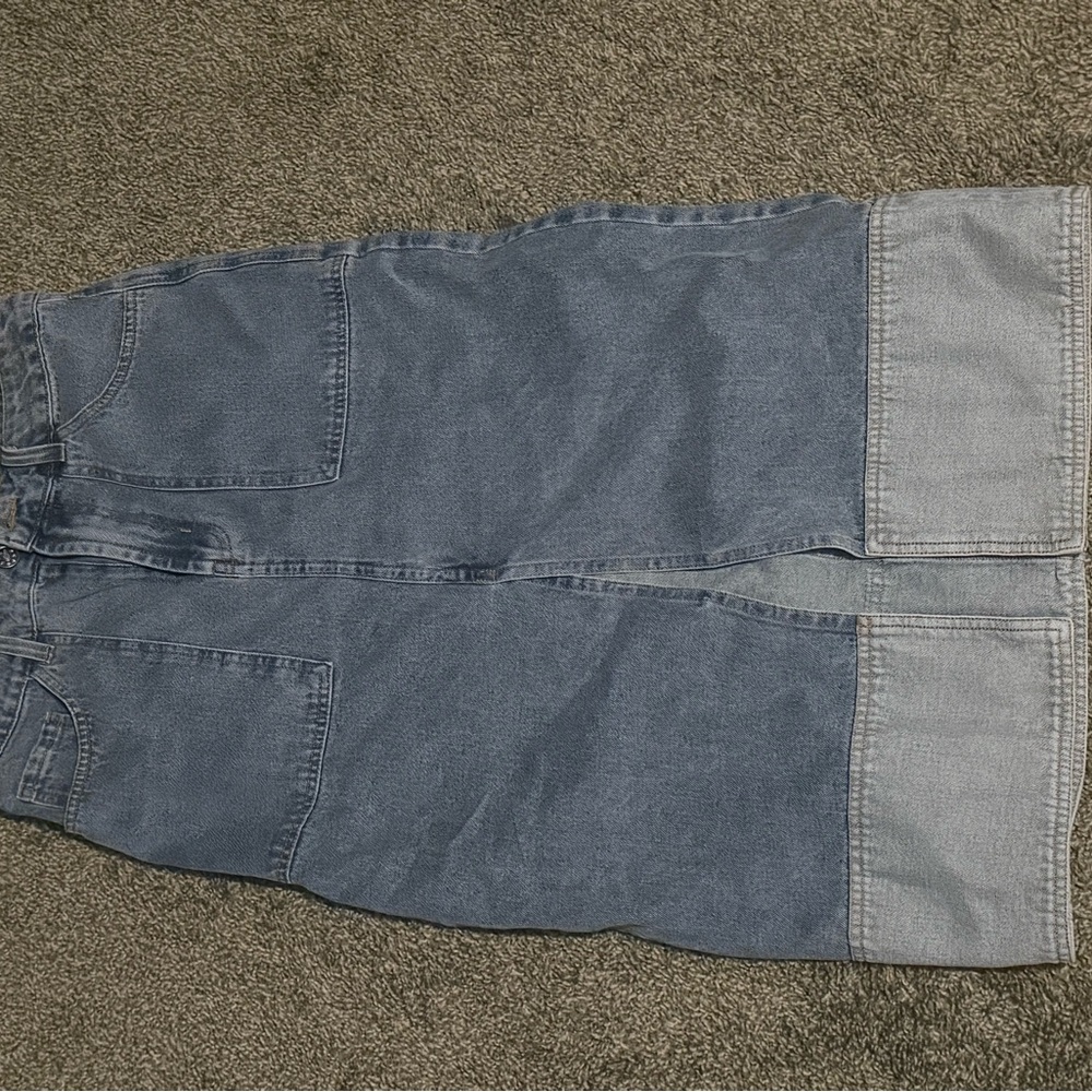 Two-Tone Denim Skirt mustard seed